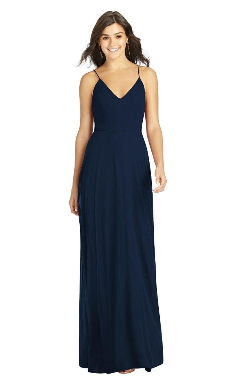 Thread Midnight Navy Chiffon Criss Cross Back Maxi Bridesmaid Dress Gown 16 NWT